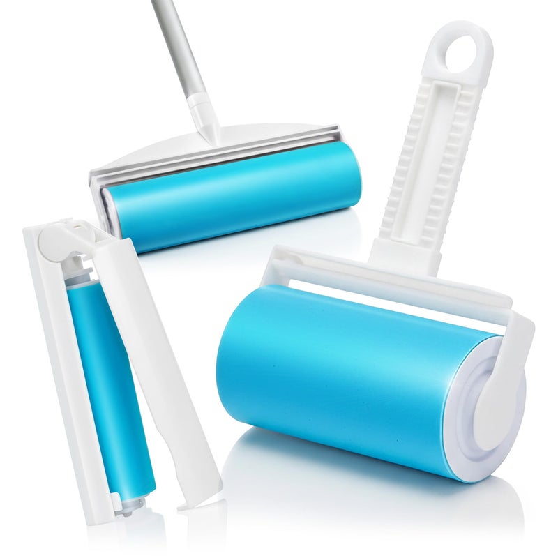 Schticky Lint Roller Set - Reusable & Washable Lint Roller Cleaner for Clothes Sofa Furniture Car Cat Dog Hair - Clean in a Quicky with Schticky (3 Piece Set) - Image 1